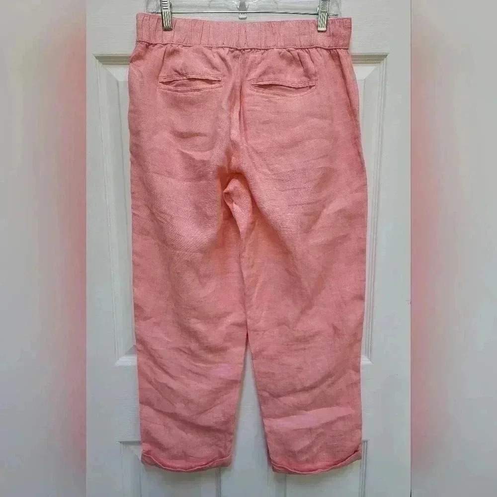 Rachel Roy Women's 100% Linen Pull On Cropped Pants Size Medium - Picture 2 of 3